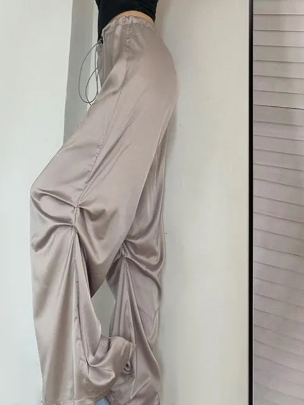 NWT Commense Oversized Satin Wide Leg Pants - Picture 4 of 7